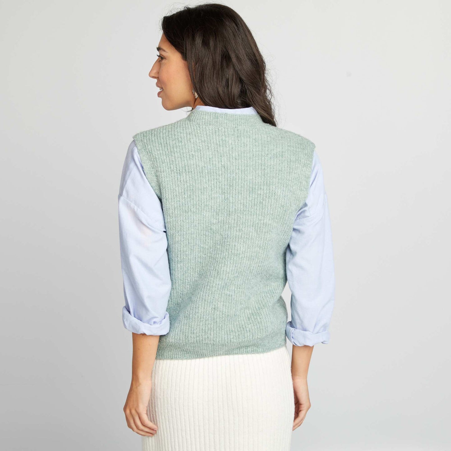 Pull en maille sans manches VERT