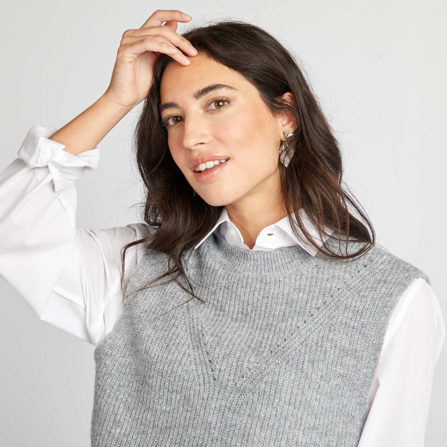 Pull en maille sans manches GRIS