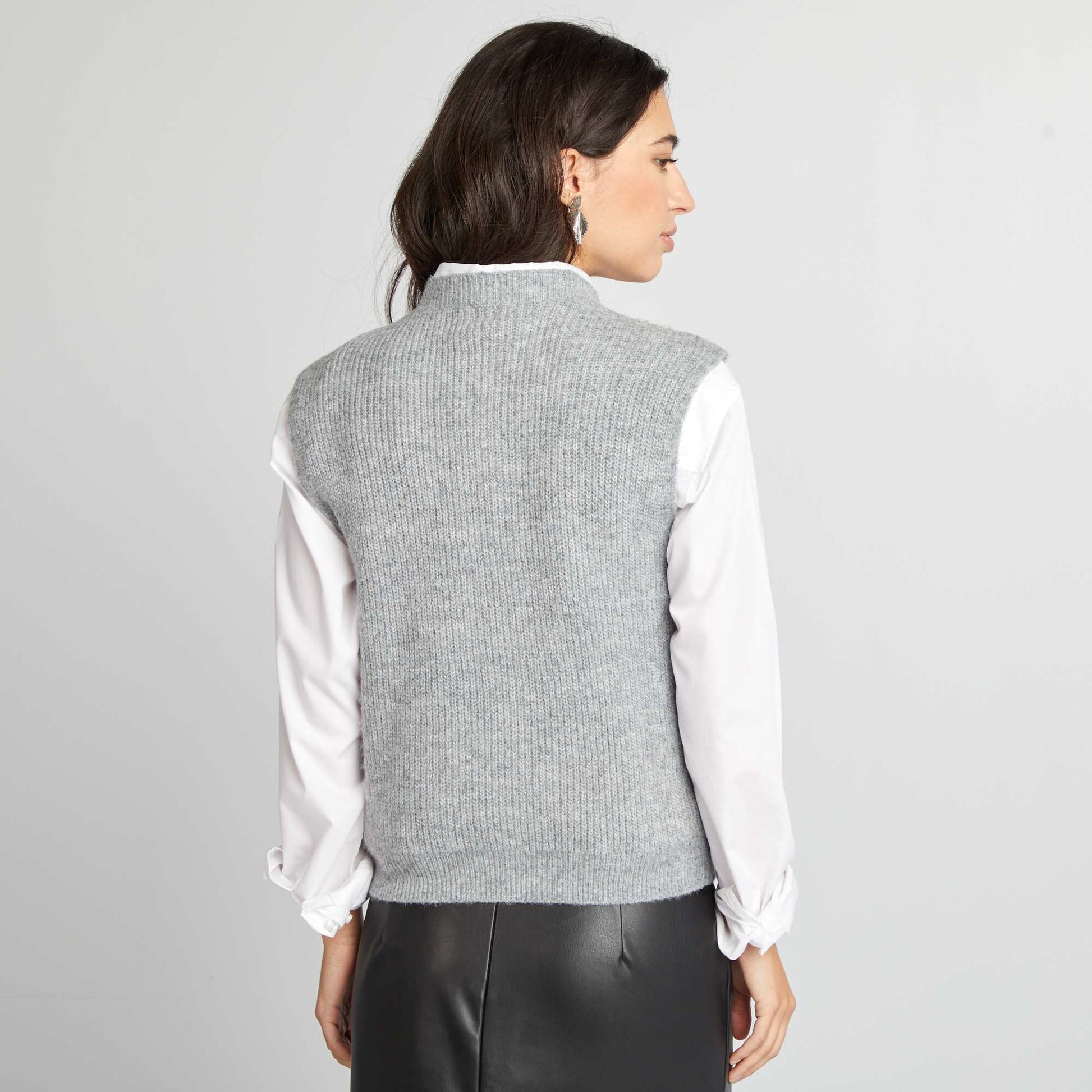 Pull en maille sans manches GRIS