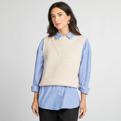 Pull en maille sans manches BEIGE