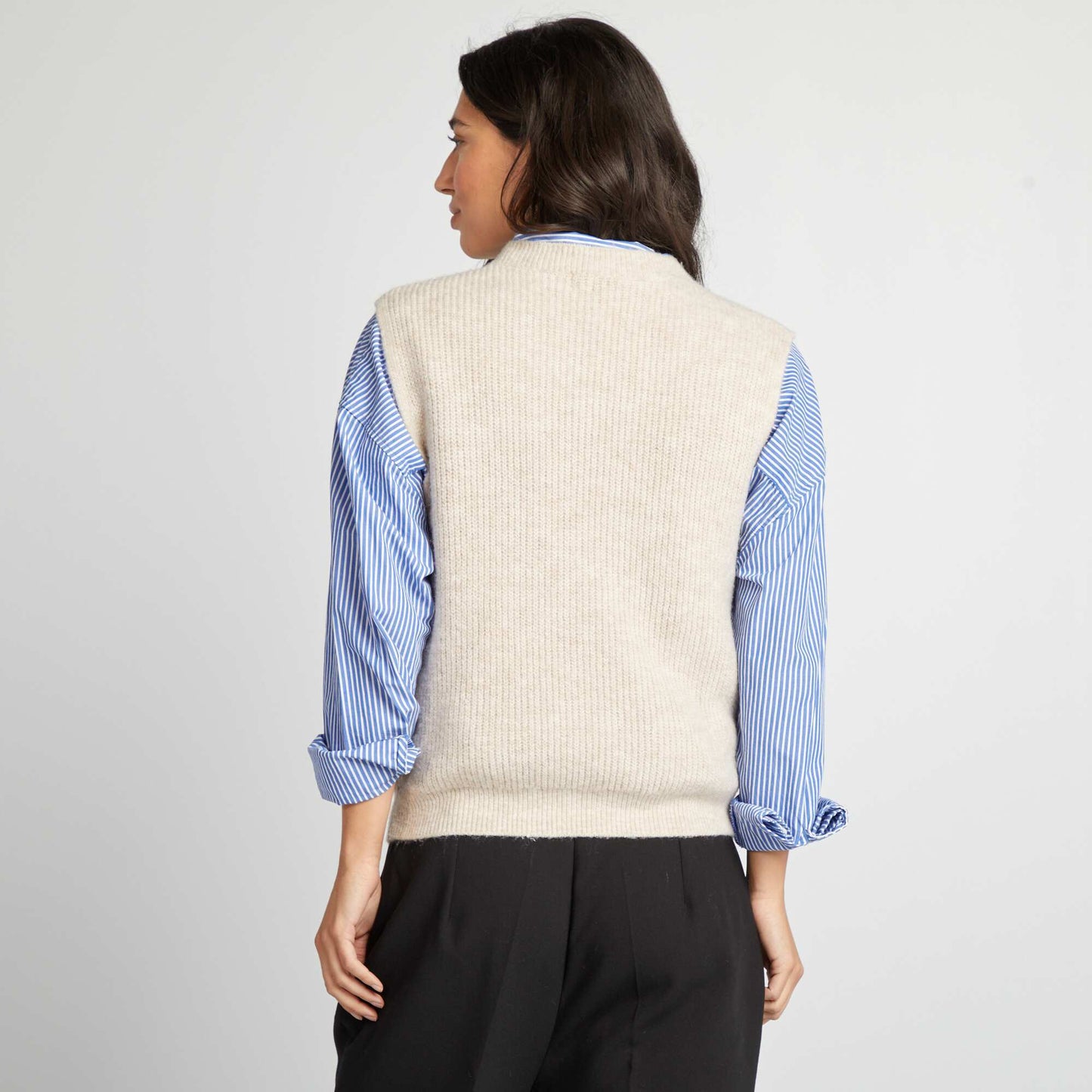 Pull en maille sans manches BEIGE