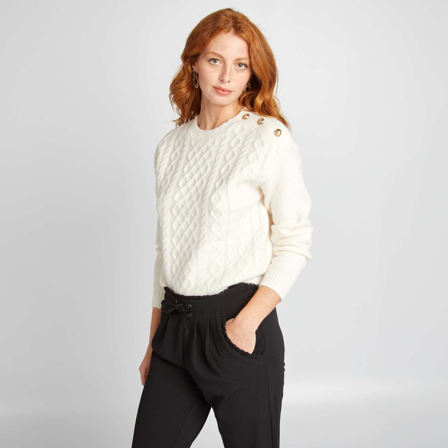 Pull en maille grosse jauge BLANC