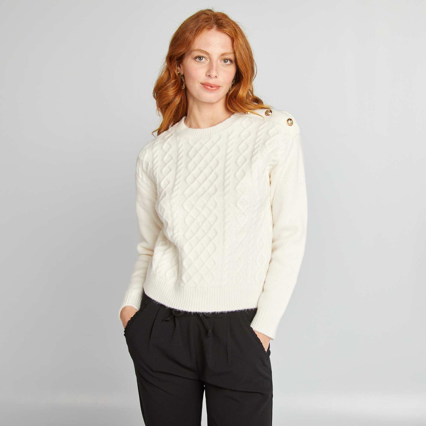 Pull en maille grosse jauge BLANC