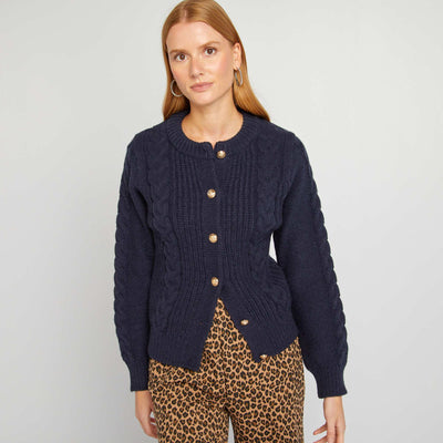 Gilet en maille torsadée BLEU