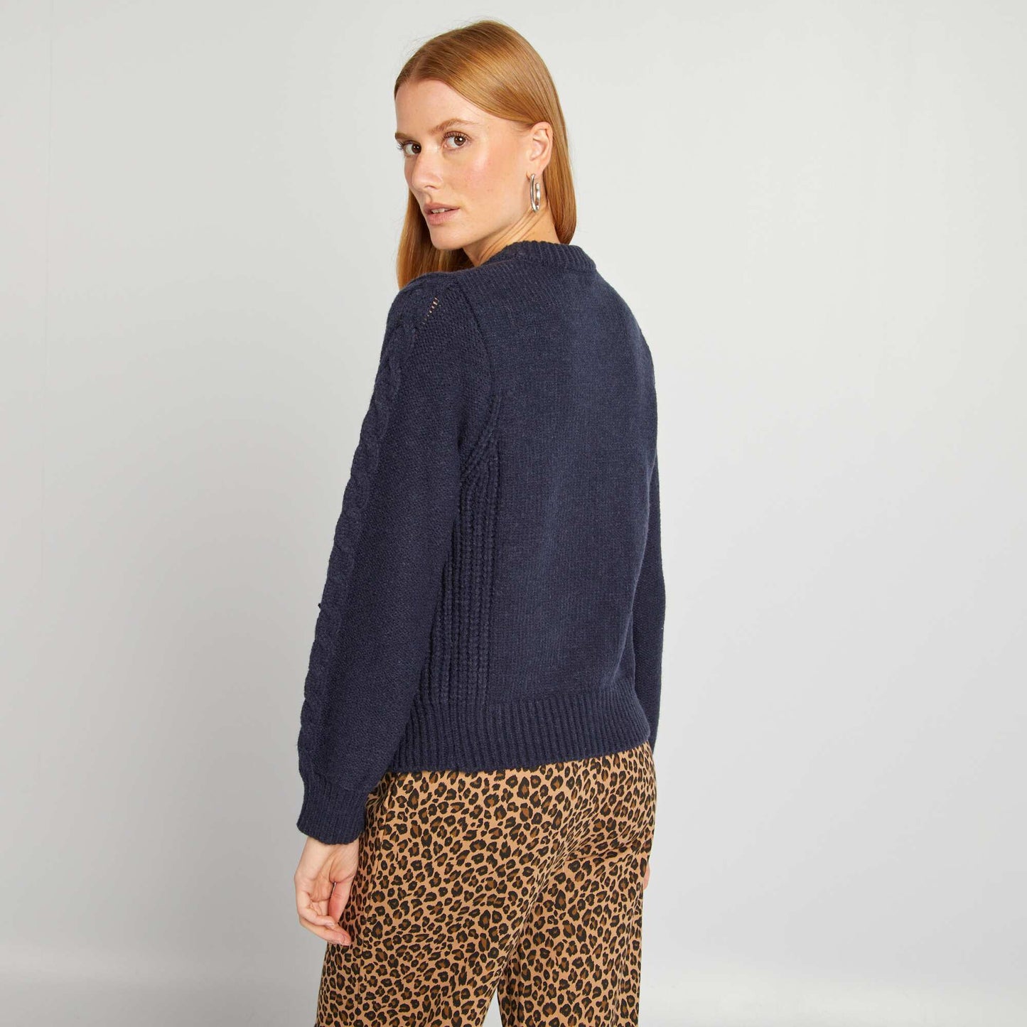 Gilet en maille torsadée BLEU