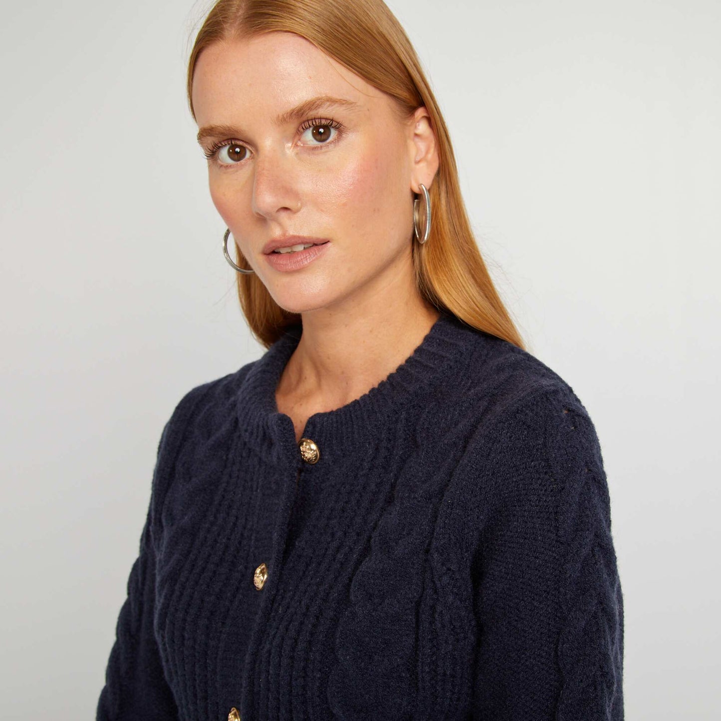 Gilet en maille torsadée BLEU
