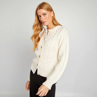 Gilet en maille torsadée BEIGE