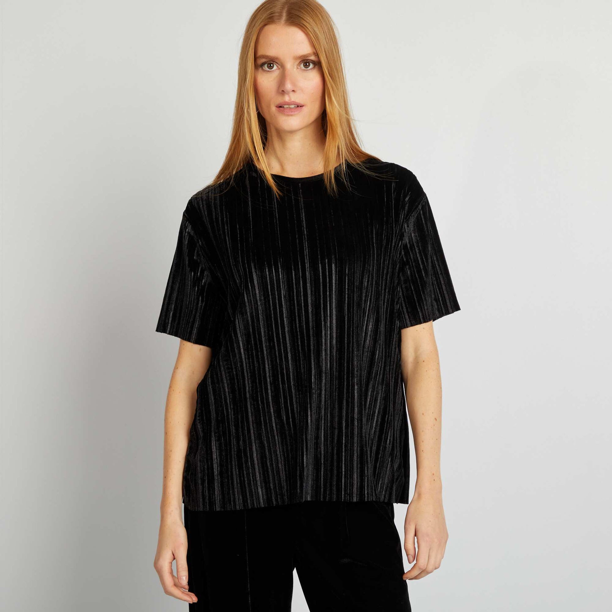 Tee-shirt large en velours côtelé NOIR