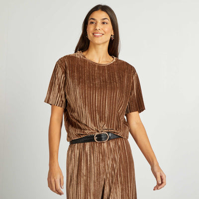 Tee-shirt large en velours côtelé TAUPE