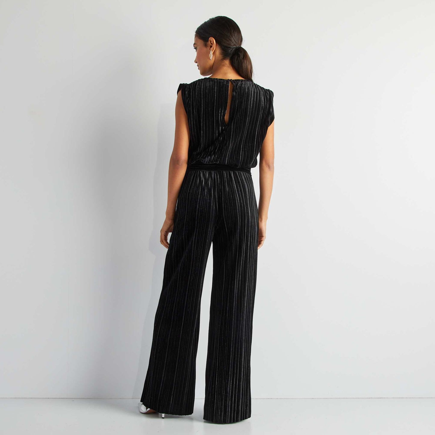 Combinaison pantalon velours plissé sans manches NOIR