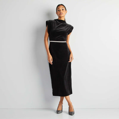 Robe midi en velours NOIR
