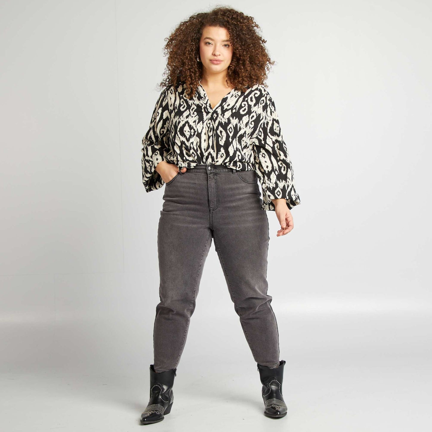 Blouse imprimée NOIR/BLANC