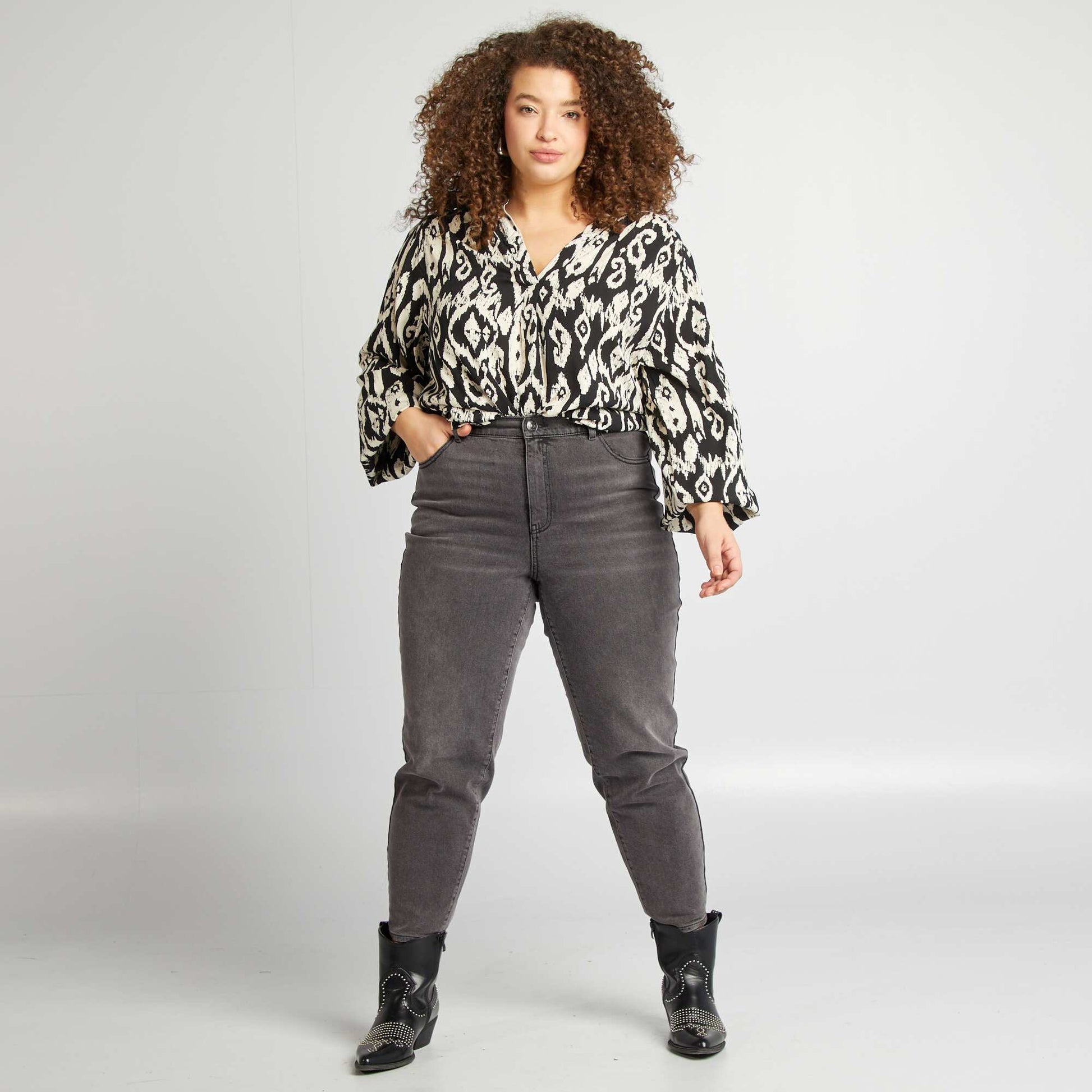 Blouse imprimée NOIR/BLANC