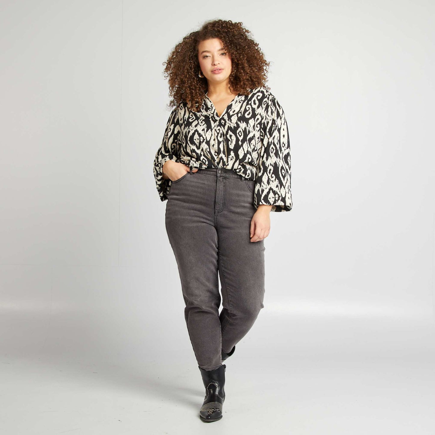 Blouse imprimée NOIR/BLANC