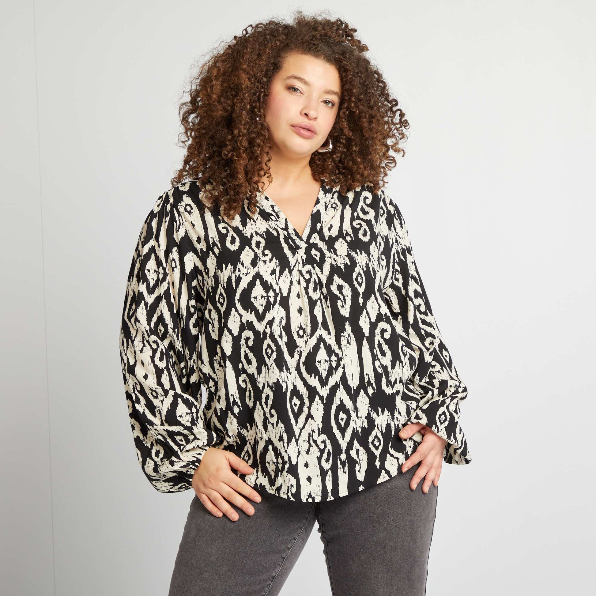 Blouse imprimée NOIR/BLANC