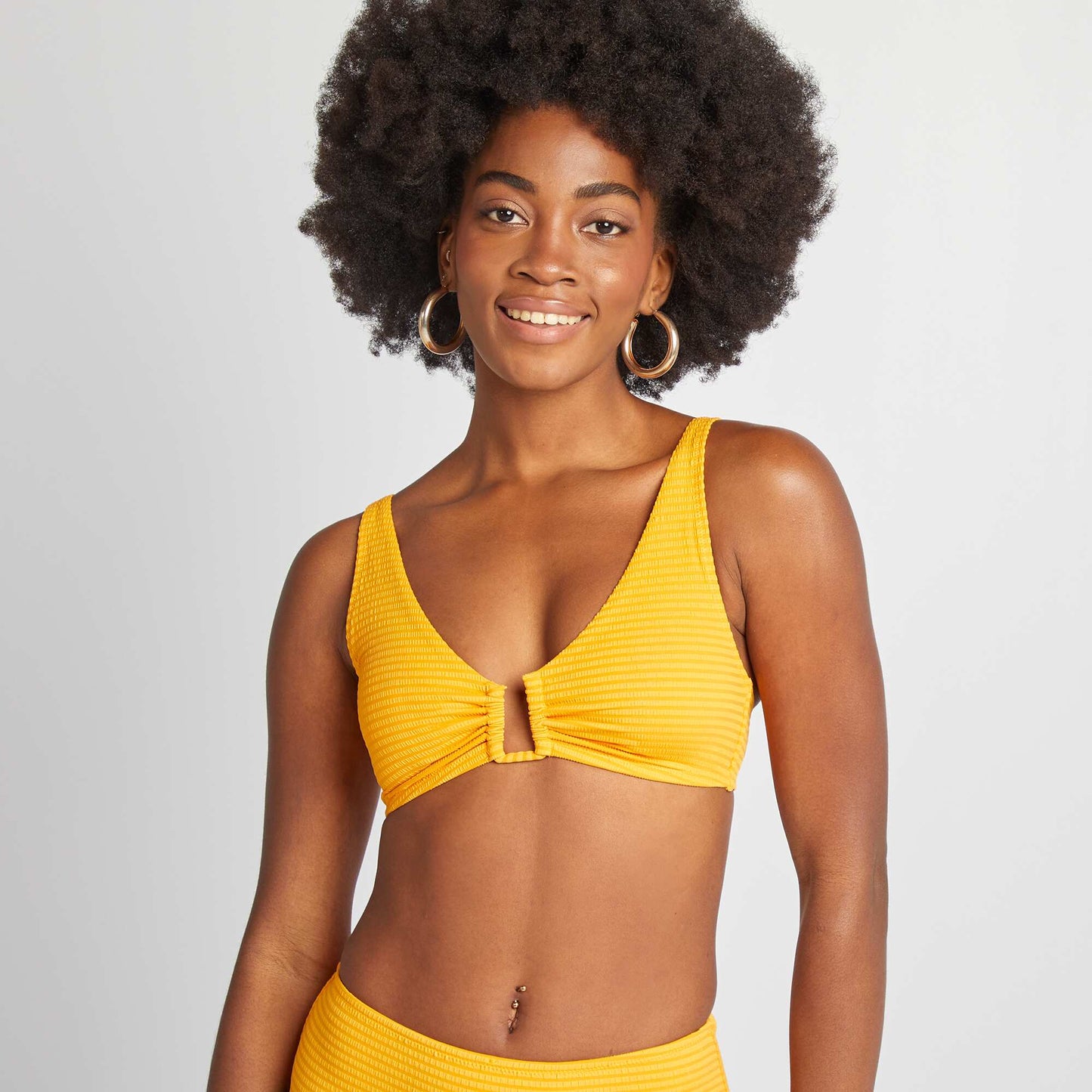 Soutien-gorge de bain en matière texturée JAUNE