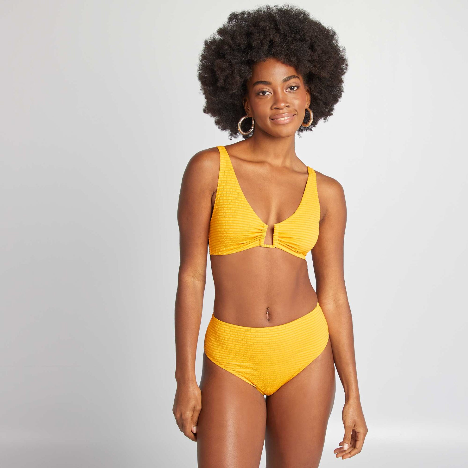 Soutien-gorge de bain en matière texturée JAUNE