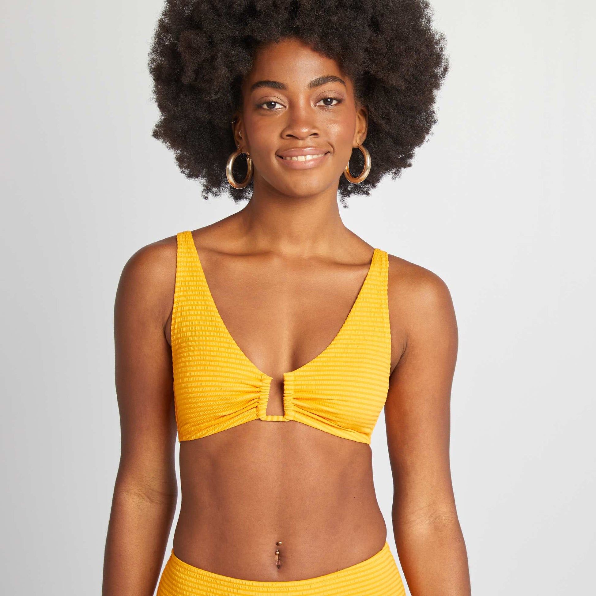 Soutien-gorge de bain en matière texturée JAUNE