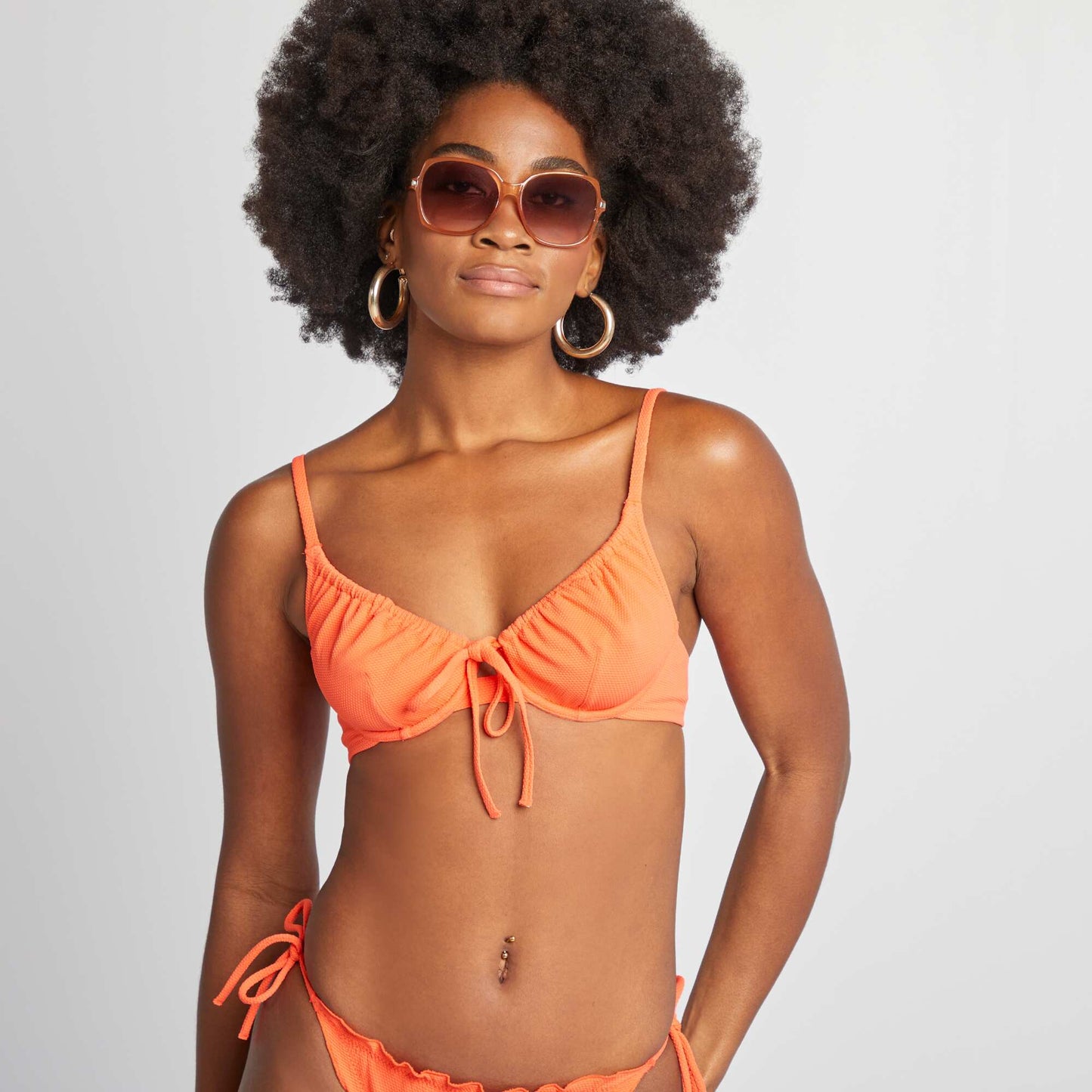 Haut de maillot de bain en maille piquée ROUGE