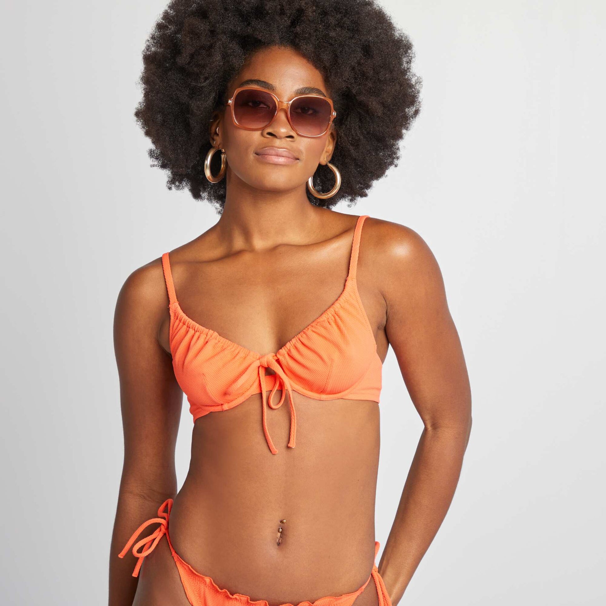 Haut de maillot de bain en maille piquée ROUGE