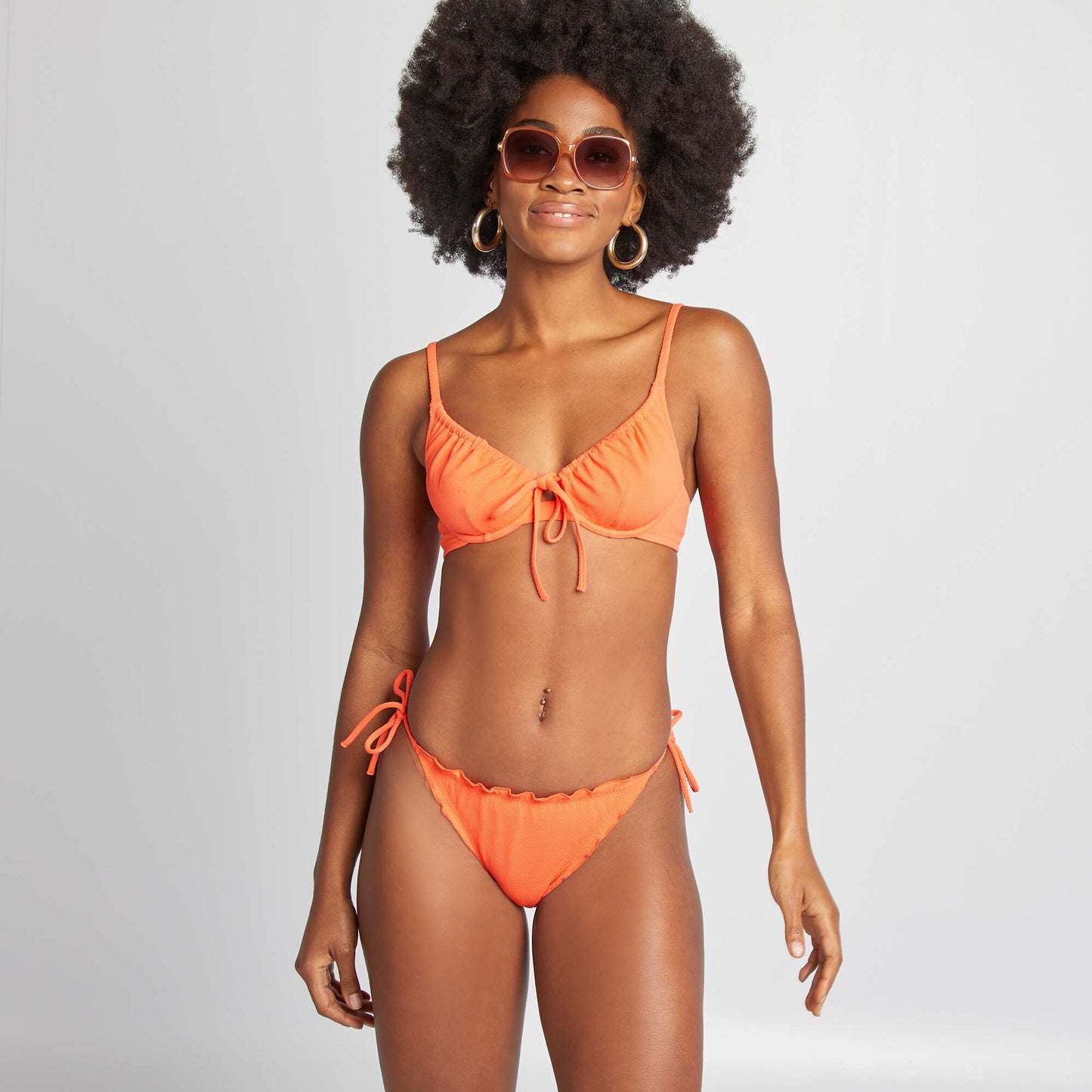 Haut de maillot de bain en maille piquée ROUGE