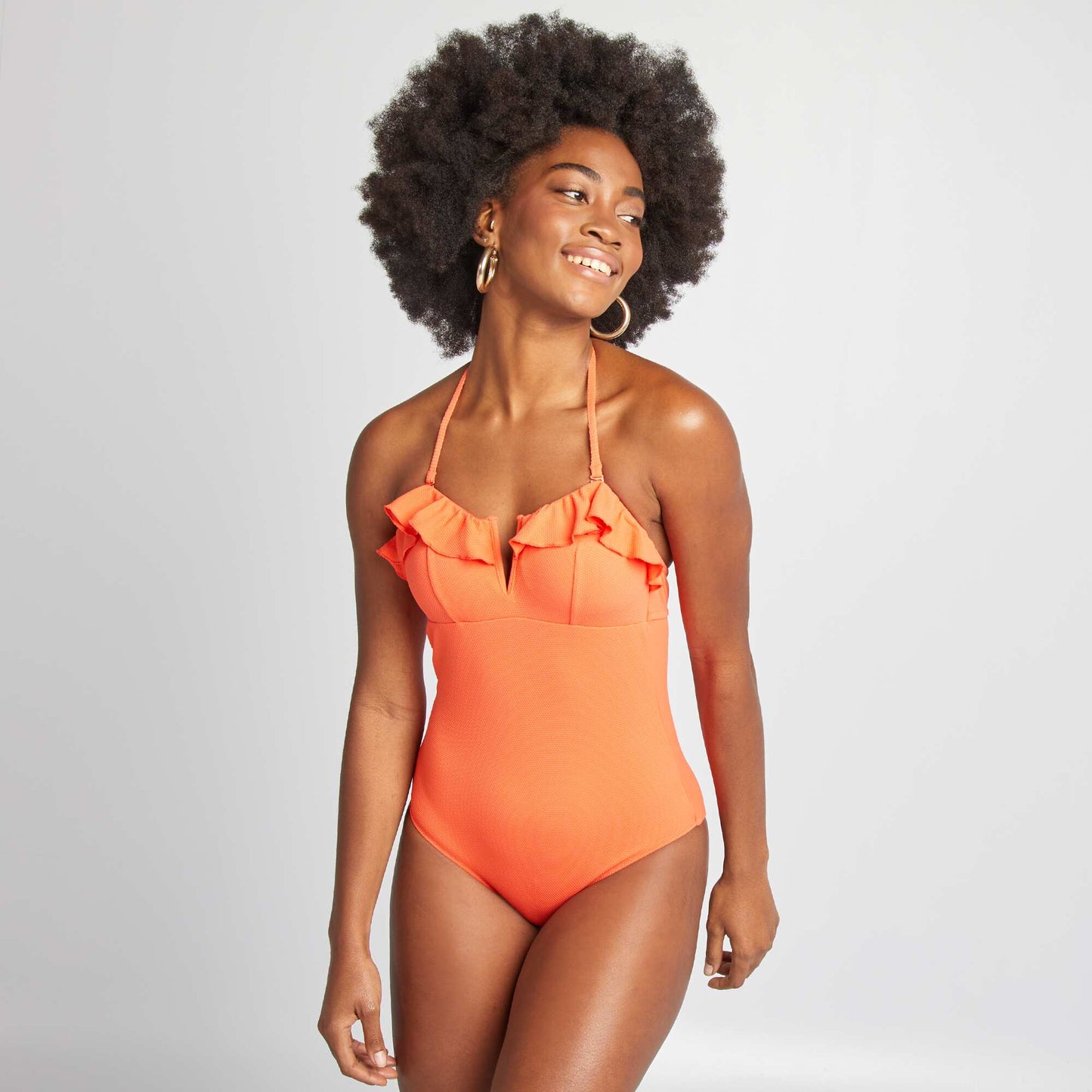 Maillot de bain 1 pièce en nid d'abeilles ROUGE