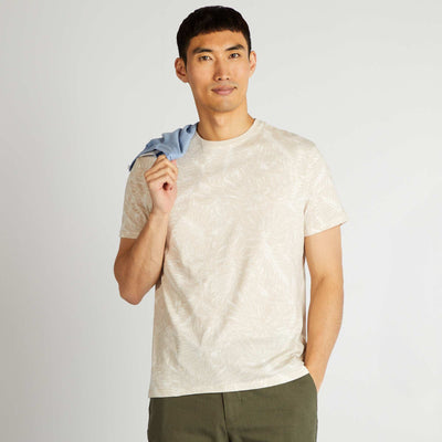 T-shirt imprimé manches courtes BEIGE