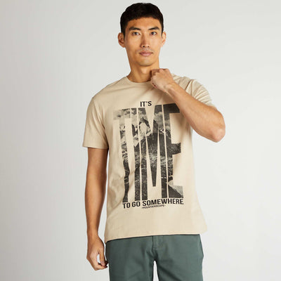 T-shirt imprimé manches courtes BEIGE
