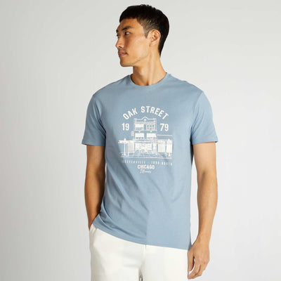 T-shirt imprimé manches courtes BLEU