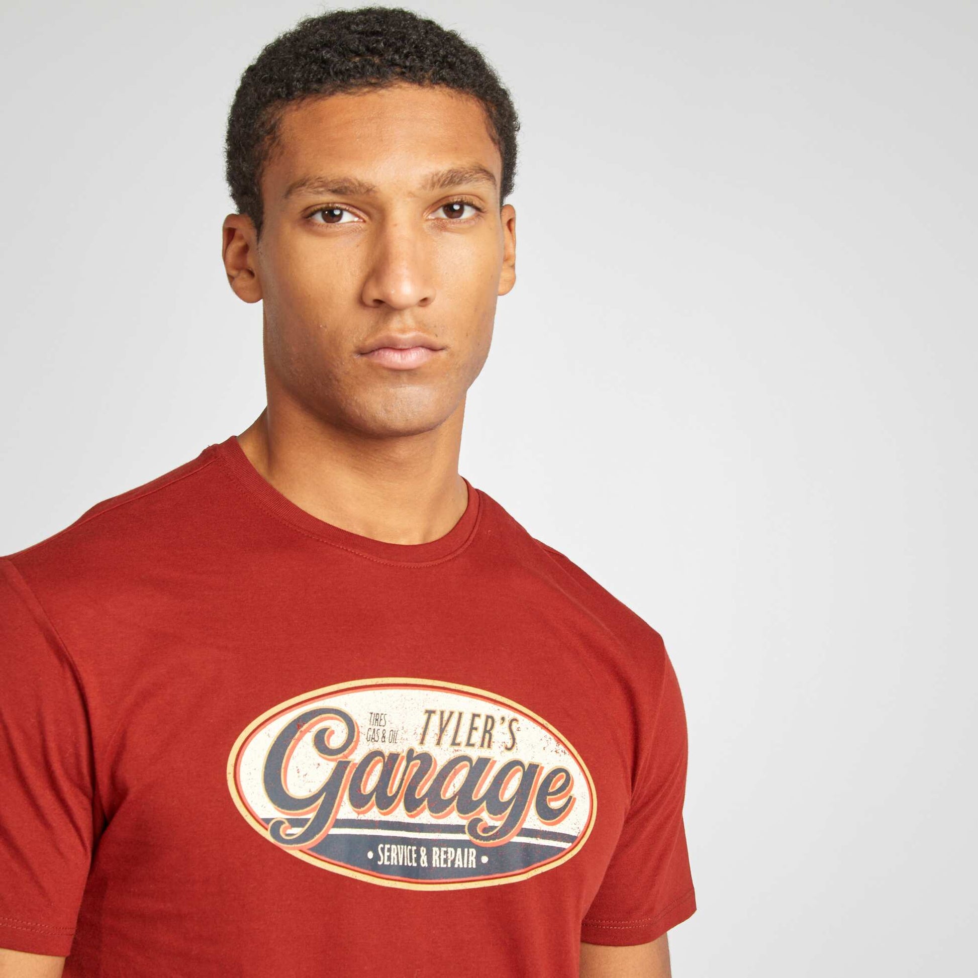 T-shirt imprimé manches courtes ROUGE