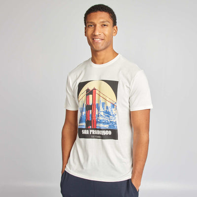 T-shirt imprimé manches courtes BLANC