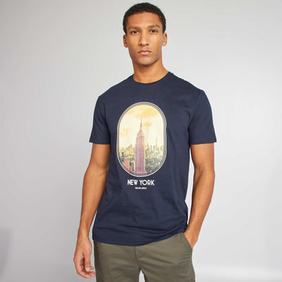 T-shirt imprimé manches courtes MARINE