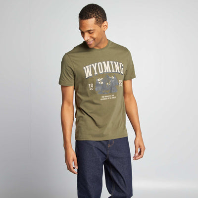 T-shirt imprimé manches courtes KAKI