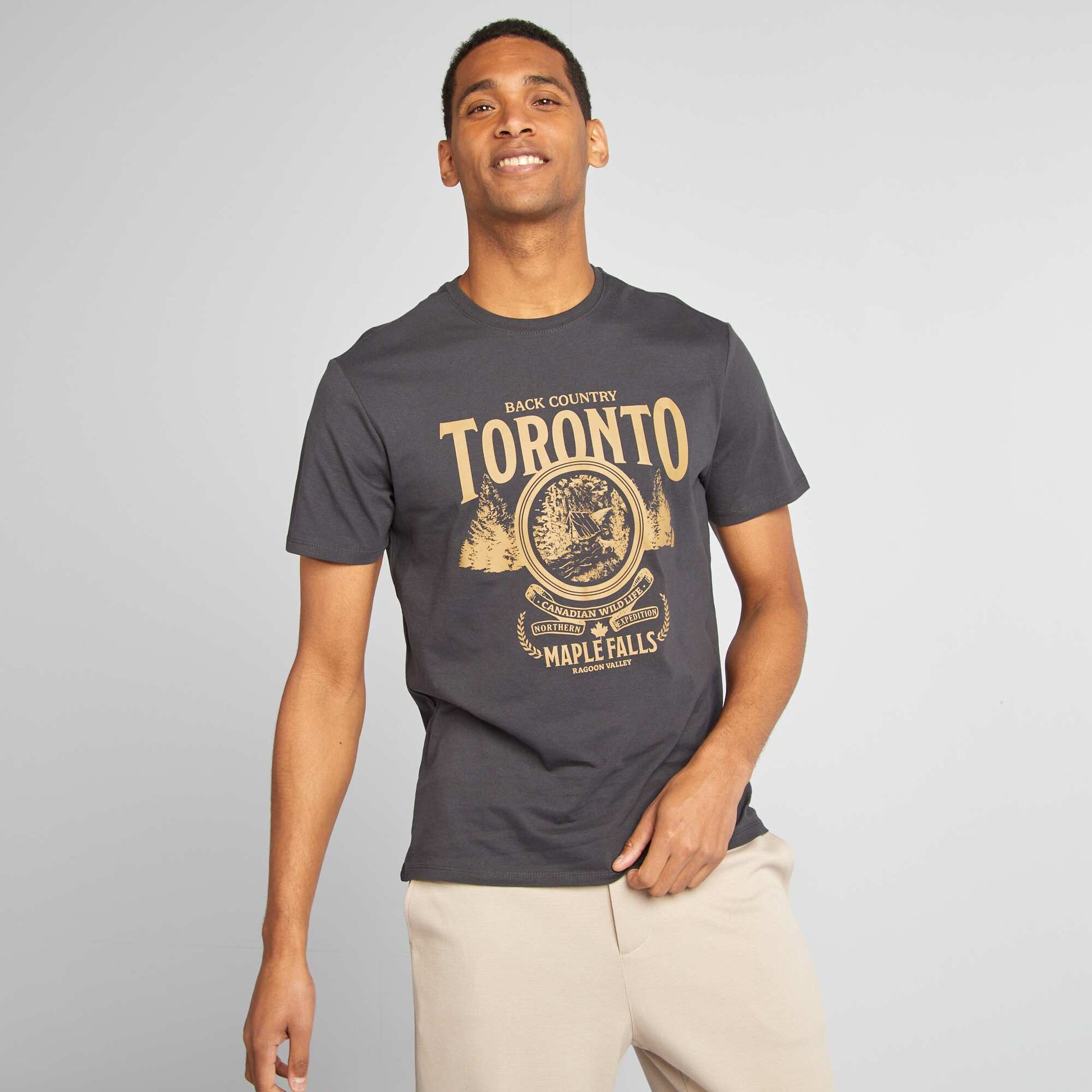 T-shirt imprimé manches courtes NOIR
