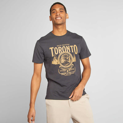 T-shirt imprimé manches courtes NOIR