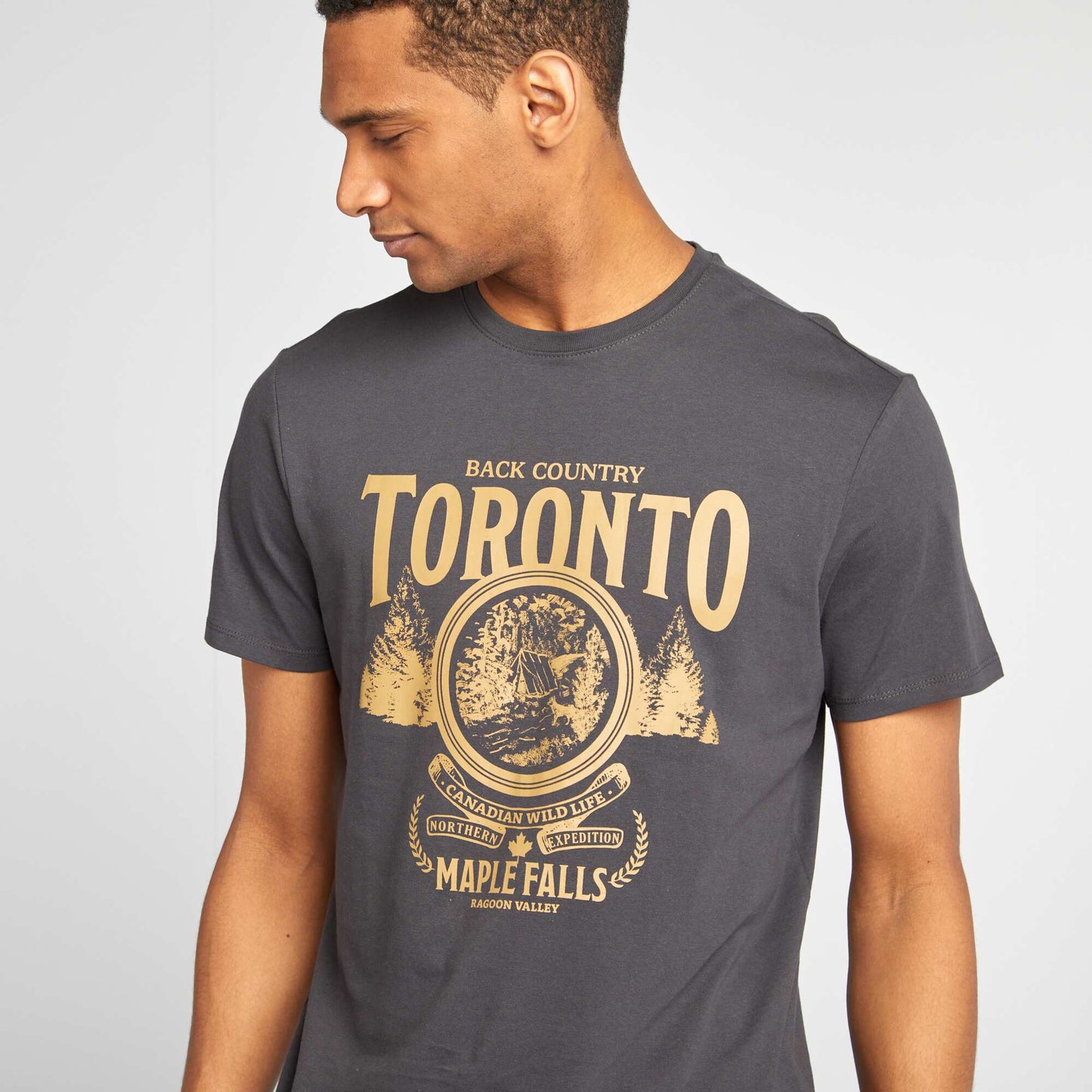 T-shirt imprimé manches courtes NOIR