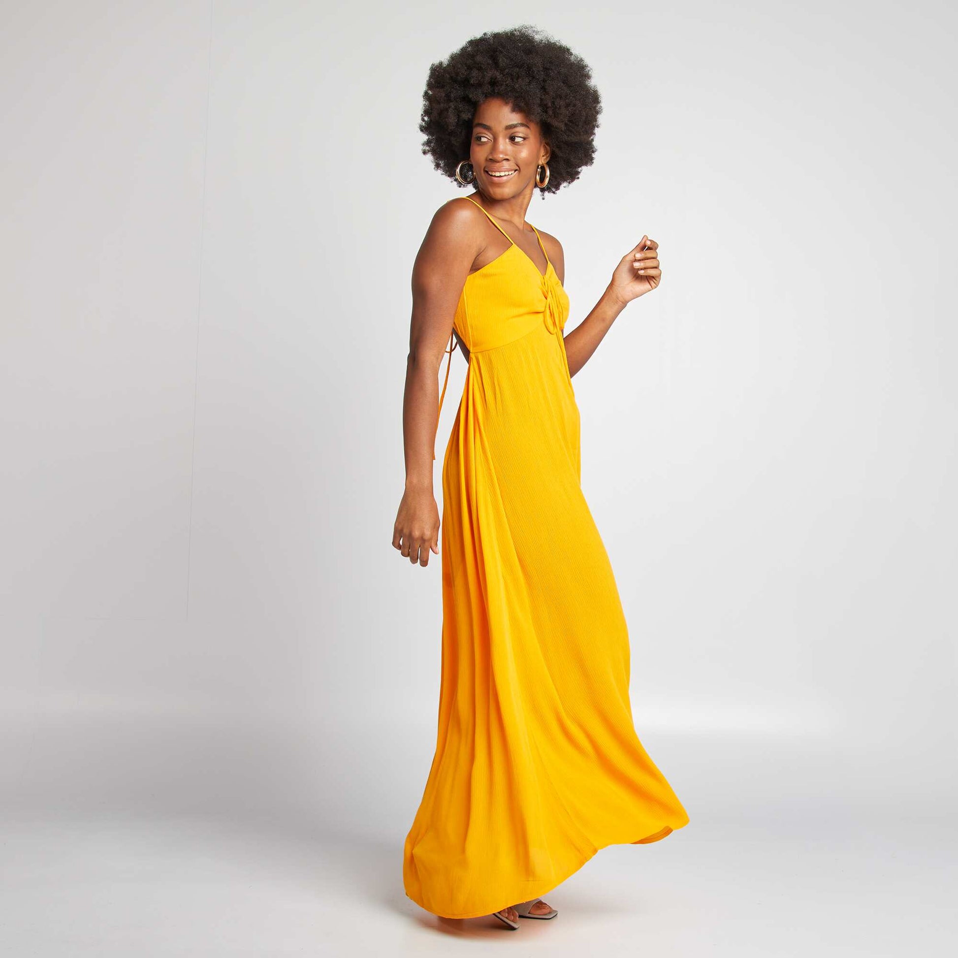 Robe longue fleurie JAUNE