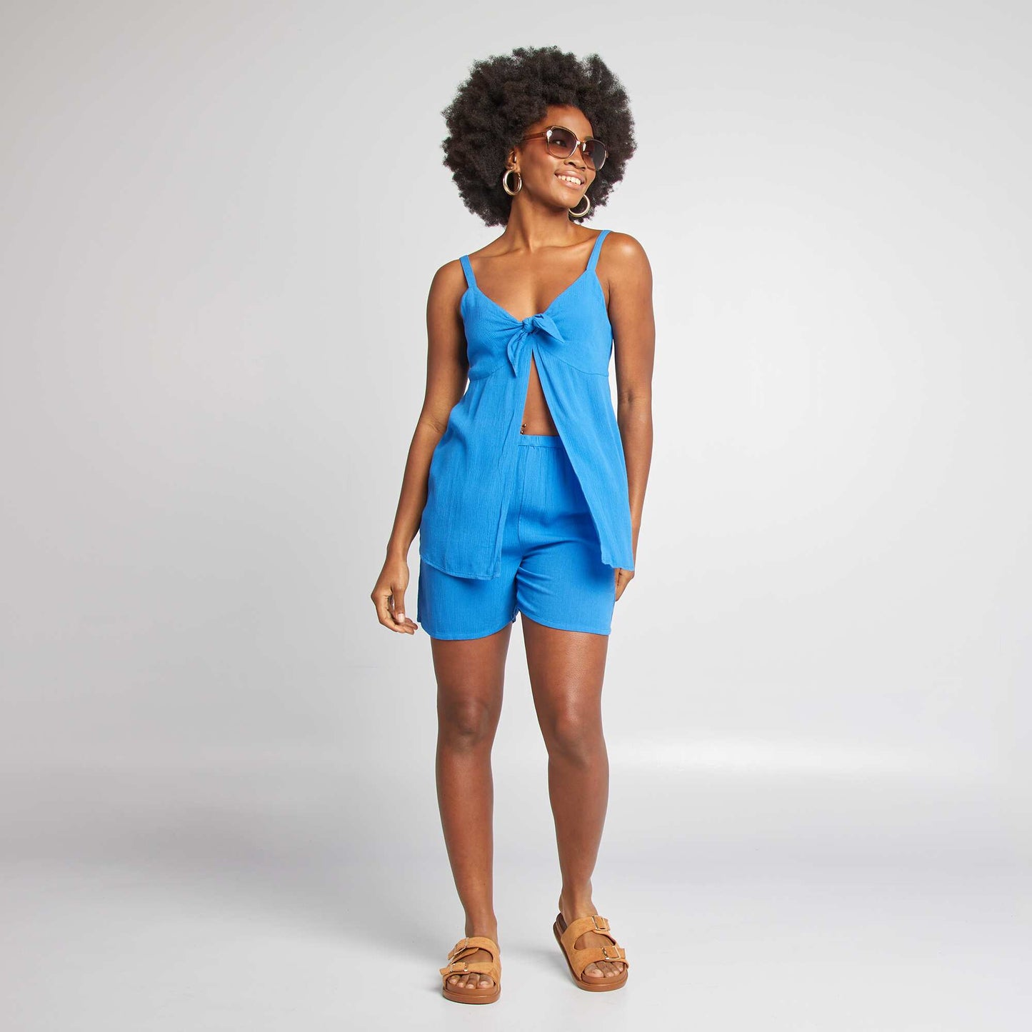 Short court à motif avec 2 poches BLEU
