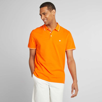 Polo uni en piqué de coton manches courtes ORANGE