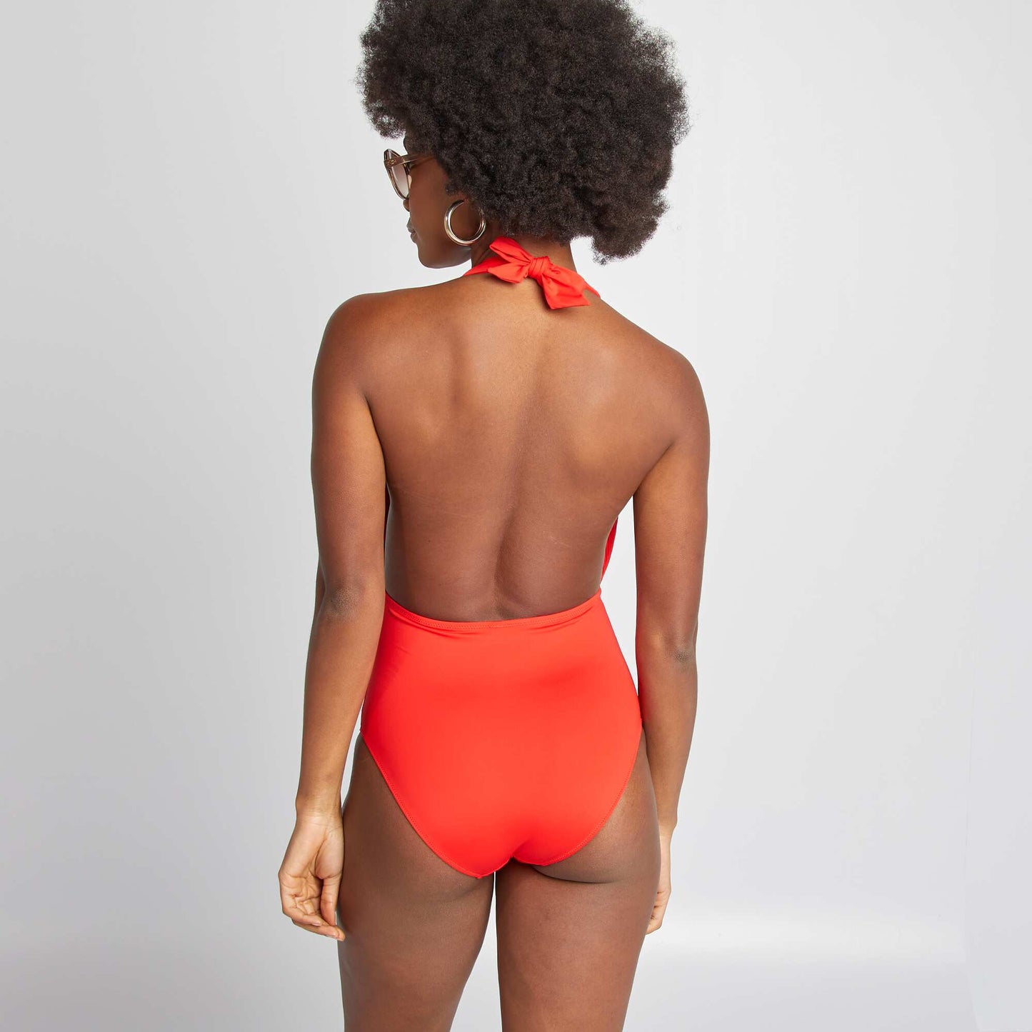 Maillot de bain 1 pièce en matière plissée ROUGE