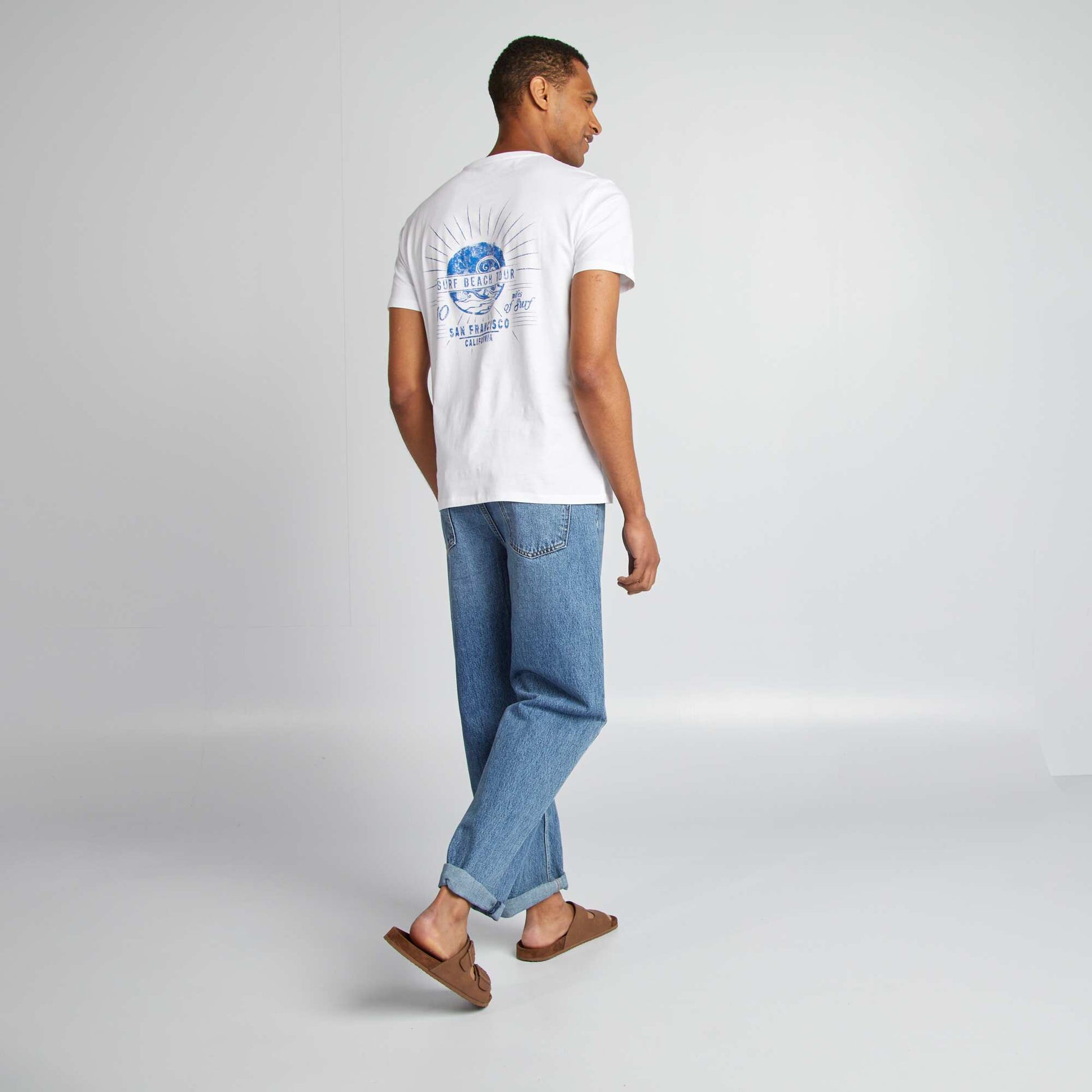 T-shirt imprimé recto-verso manches courtes BLANC