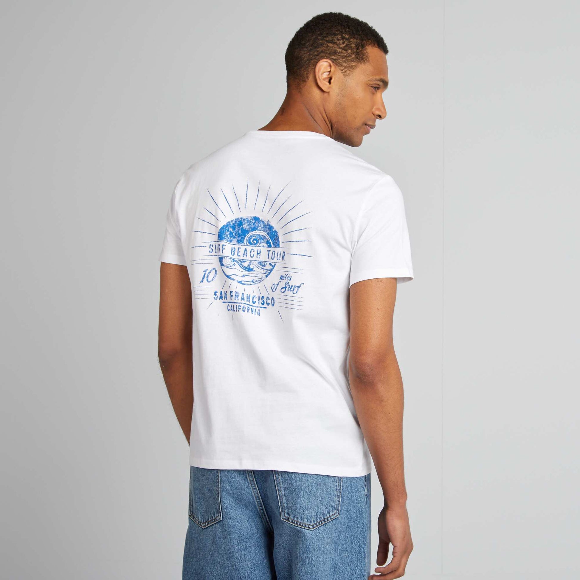 T-shirt imprimé recto-verso manches courtes BLANC