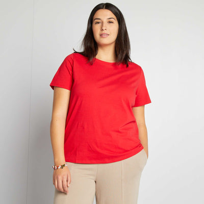 T-shirt en maille jersey manches courtes ROUGE