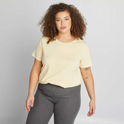 T-shirt en maille jersey manches courtes JAUNE