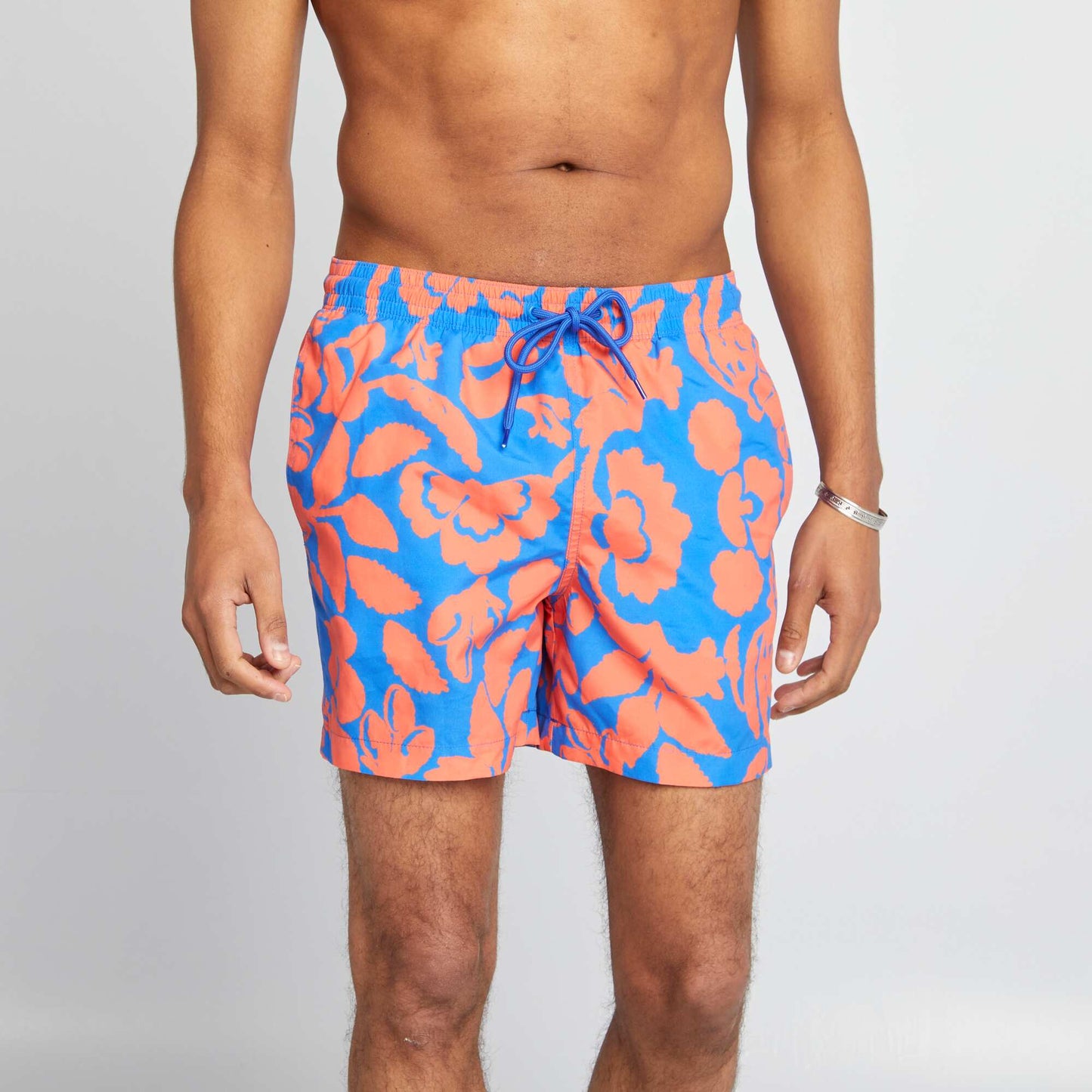 Short de plage à motif fleuri BLEU