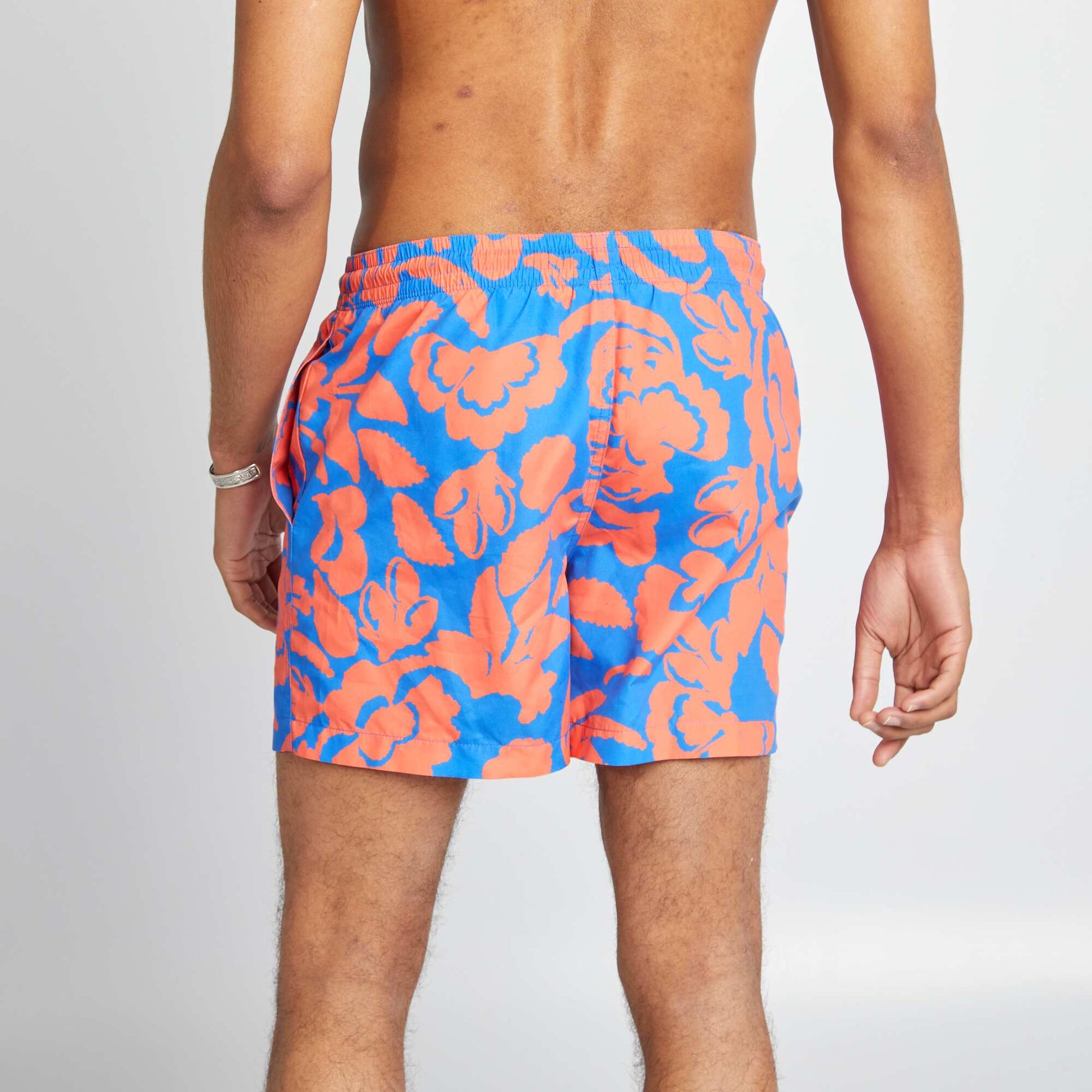 Short de plage à motif fleuri BLEU