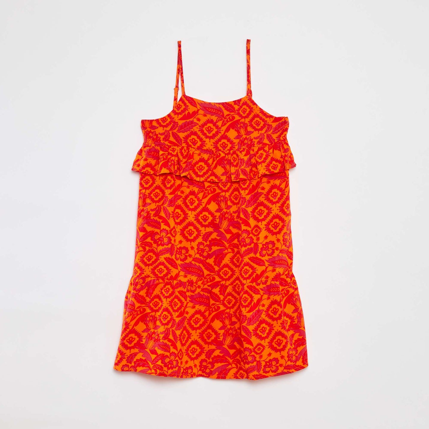 Robe à bretelles à volants BLANC