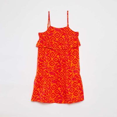 Robe à bretelles à volants BLANC