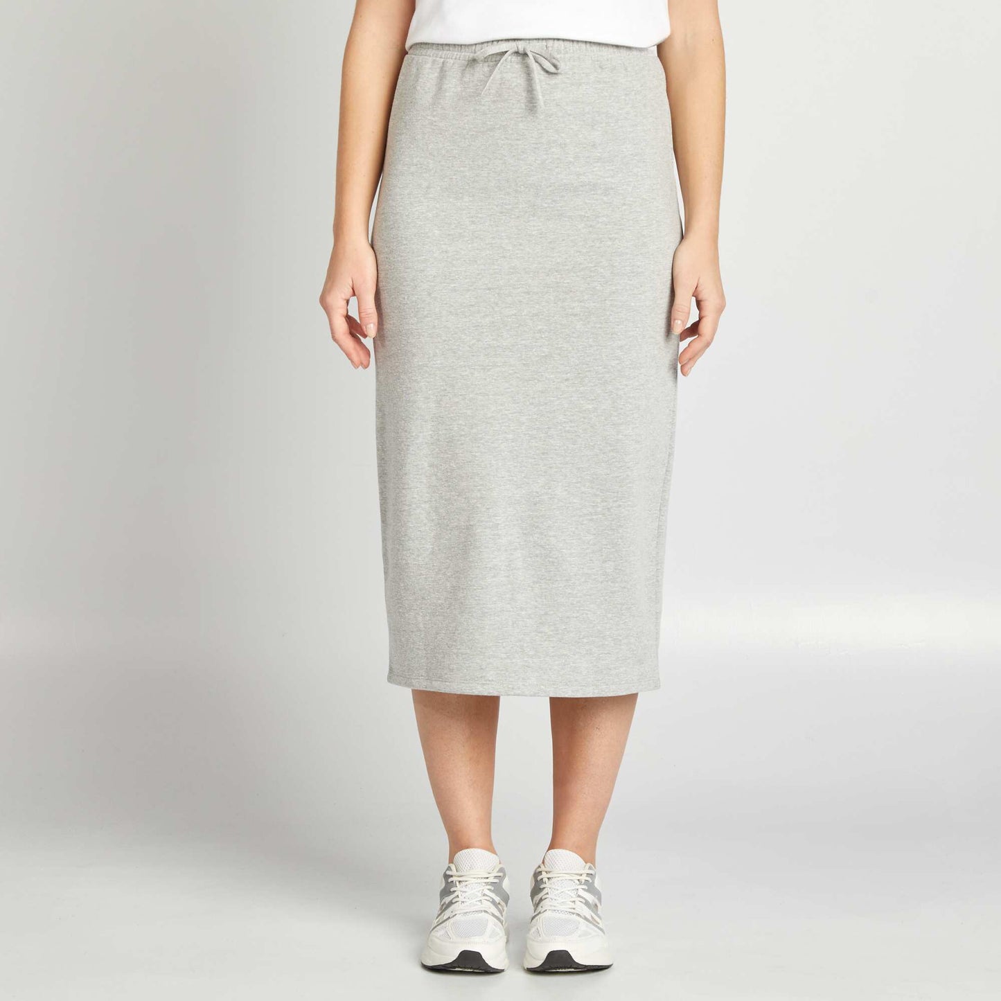 Jupe midi style jogging GRIS
