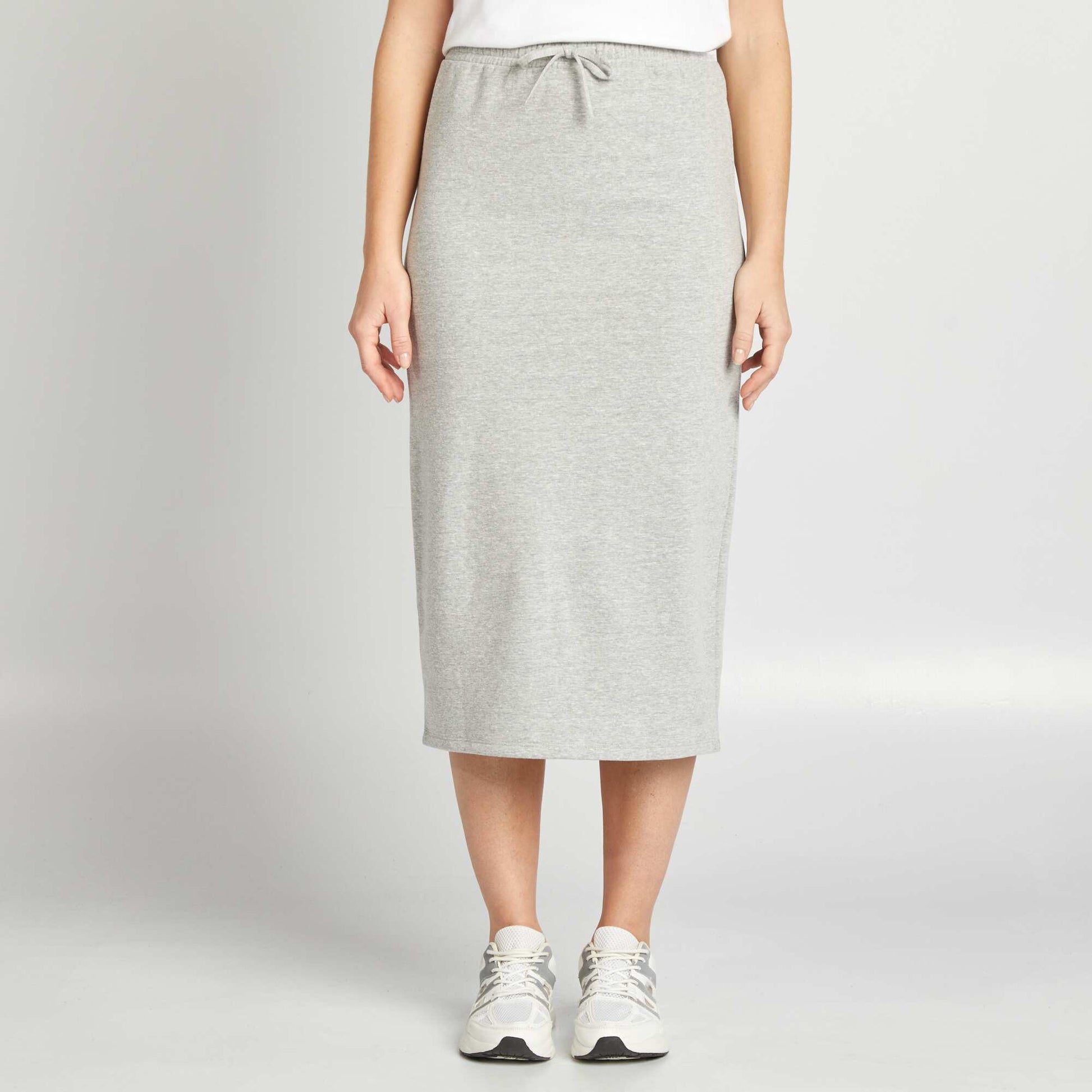 Jupe midi style jogging GRIS